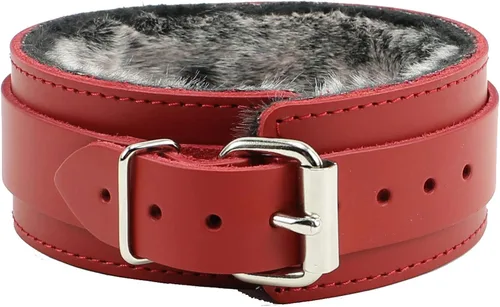 Vista 2 de Arcadia Collar Handmade Premium Latigo Leather Luxurious Fur Collar