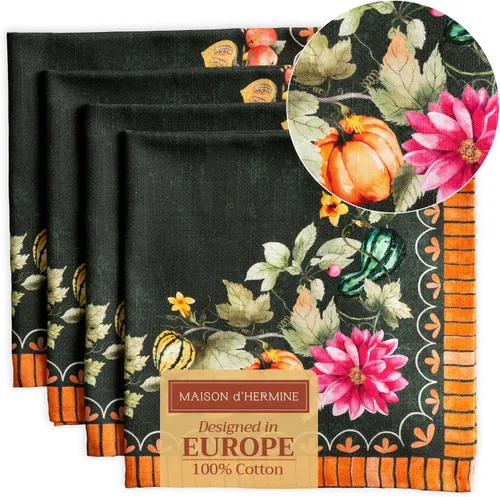 Vista 119 de Maison d' Hermine Juego de 4 servilletas de tela 100% algodón, suaves y duraderas, servilletas cuadradas reutilizables para uso diario, lavables