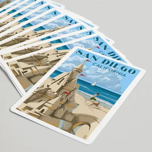 Vista 5 de Lantern Press San Diego, California, Castillo de arena (52 cartas de juego, baraja de cartas de tamaño póquer con comodines)