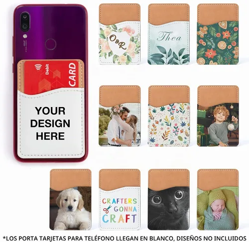 Vista 3 de Sublimation Blanks - Cartera para teléfono – Tarjetero de piel sintética para la parte posterior del teléfono, se pega en iPhone, Android, HTV