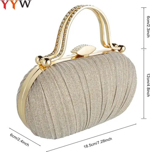 Vista 3 de YYW Bolso de noche para mujer, embrague de boda con cadena y bolsos de noche