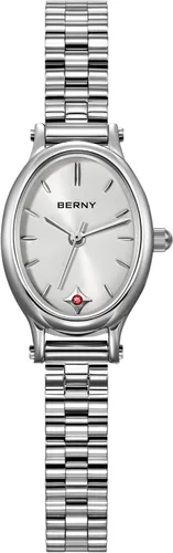 Vista 8 de BERNY Relojes de plata para mujer, delicado reloj de pulsera para mujer, reloj de pulsera pequeño impermeable 3ATM, reloj de cuarzo analógico