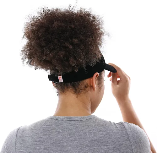 Vista 4 de Beautifully Warm Gorro de béisbol con forro de satén para mujer, sombrero de cola de caballo para cabello natural rizado, gorra sin espalda, gorra