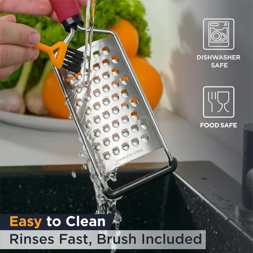 Vista 7 de Deiss PRO - Rallador grueso y rallador de queso de mano, cuchillas afiladas de acero inoxidable, mango antideslizante, rallador de queso pequeño