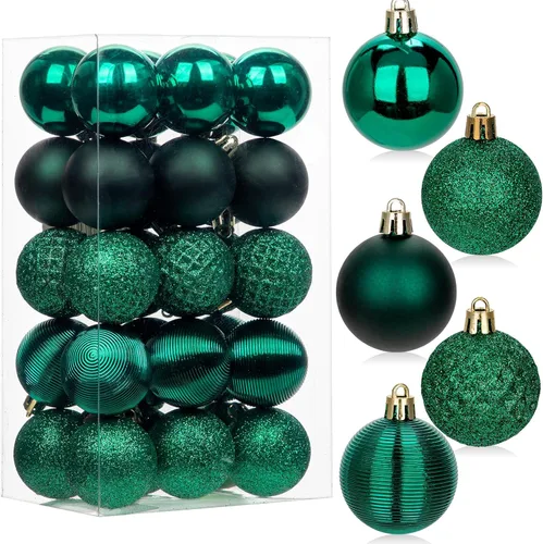 Vista 28 de 30 piezas de adornos de bola de árbol de Navidad irrompibles negros para decoración navideña