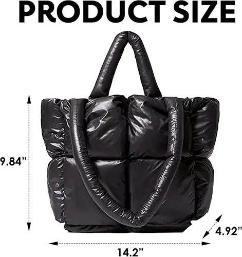 Vista 3 de JAM Creative Bolsa de mano acolchada, diseño acolchado negro, duradera y ligera, Negro