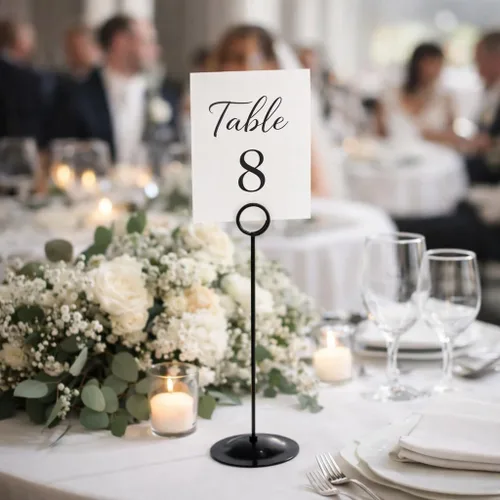 Vista 2 de HOHIYA Paquete de 12 soportes negros para números de mesa de 12 pulgadas, soportes para tarjetas de lugar de boda Elegantes soportes negros