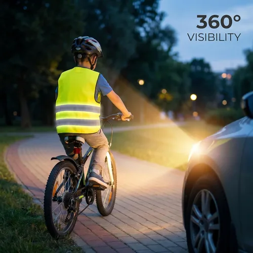 Vista 4 de zojo Kids High Visibility Reflective Safety Vest 10 Pack Bulk Kids-l-amarillo neón
