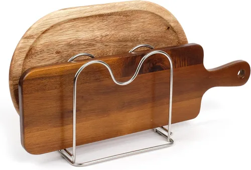 Vista 4 de LENITH Soporte para tabla de cortar de alambre de acero inoxidable, organizador de tabla de cortar para cocina con 2 seccionales
