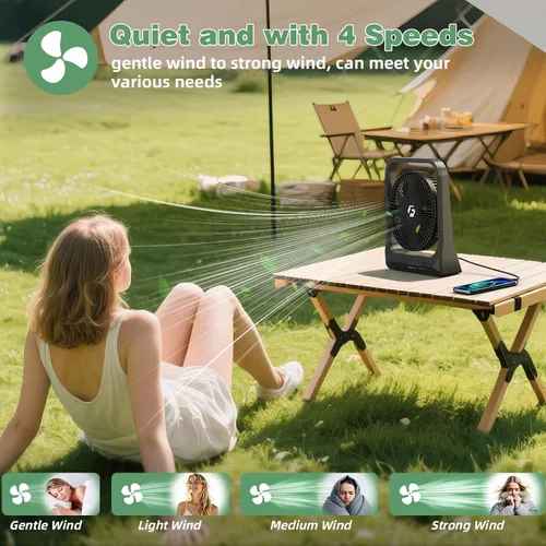 Vista 2 de Ventilador recargable de 20800 mAh, ventilador de viaje de hasta 80 horas