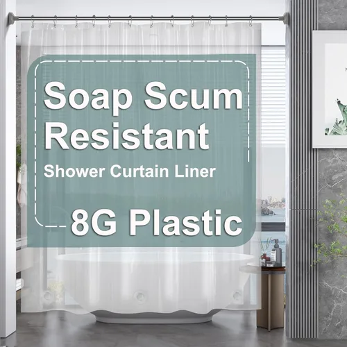 Vista 56 de AmazerBath Cortina de ducha larga de 36 x 84 pulgadas, cortina de ducha transparente de PEVA grueso resistente, cortina estrecha con 2 piedras
