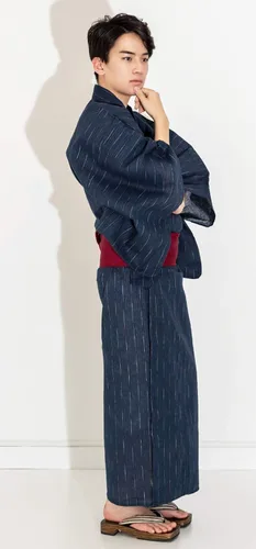Vista 2 de KYOETSU Yukata 4 piezas Set C (YukataKakuobi BeltKoshi-himo cuerdaGeta)