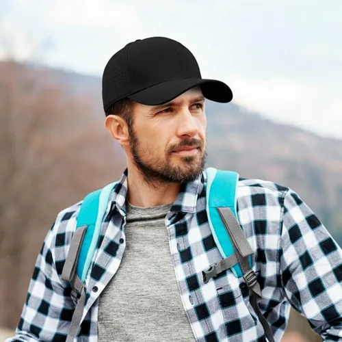 Vista 7 de Cap America i8533 Flexfit 110 Gorra Snapback Perforada de Rendimiento de Perfil Medio de 6 Paneles con Protección UV y Snapback Ajustable