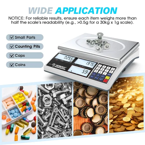 Vista 7 de Báscula de conteo industrial para piezas pequeñas, báscula digital de gramos de 66.1 lbs/66 libras con precisión de 0.04 oz, báscula electrónica
