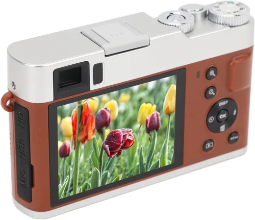 Vista 10 de Asixxsix Cámara digital 4K 48MP, 2. pantalla 16X zoom óptico anti vibración retro cámara de vlogging con visor flash dial cámaras compactas de punto
