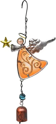 Vista 9 de Campanilla de Viento de Ángel de Metal Decoración Colgante Ornamento con Ala y Campana - Campanas Colgantes Decorativas, Regalos para Decoración