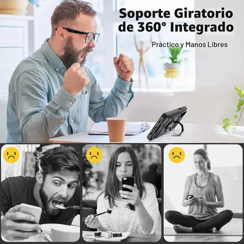 Vista 6 de Vofolen Funda para teléfono Samsung Galaxy A14 5G con tarjetero [almacena 2 tarjetas] + anillo magnético de 360° con función atril de doble capa