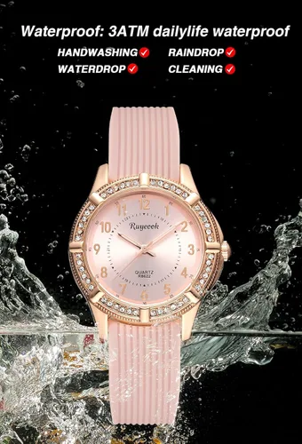 Vista 4 de Reloj de enfermera para mujer con bisel de cristal, correa de silicona, movimiento de cuarzo, reloj de pulsera impermeable para mujer