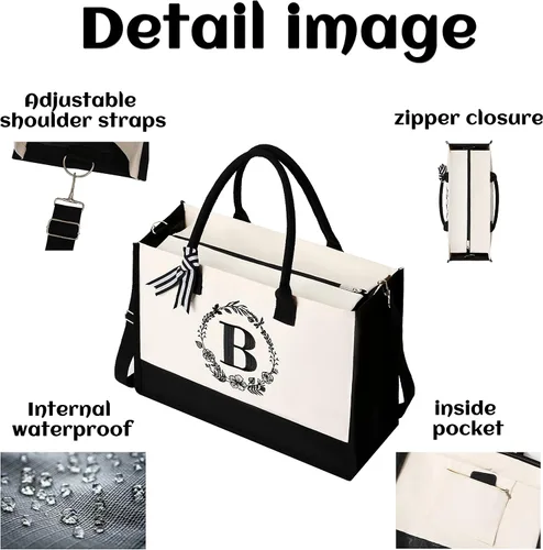 Vista 4 de Qoosefun personalized bags for women,Tote Bag For Women,Initial Tote Bag For Women, Personalized gifts for women