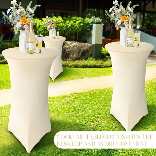 Vista 5 de Tegeme Paquete de 8 manteles redondos de elastano de 32 x 43 pulgadas, mantel cuadrado elástico ajustable para mesa, boda, pub, bar, banquete