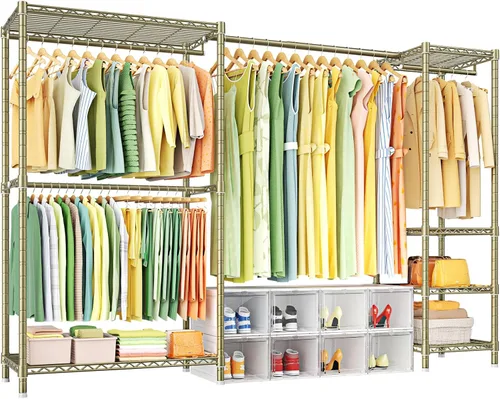 Vista 10 de Ulif Perchero E10 (Con Barra Colgante Extensible) Percheros Independientes para Colgar Ropa, Sistema Organizador de Armario Ajustable, Perchero