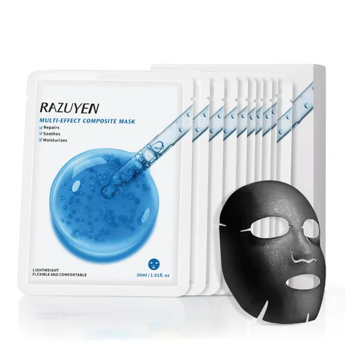 Vista 10 de Mascarilla hidratante iluminadora (10 unidades), máscara de hoja brillante e hidratante con niacinamida, agua rosa y arbutina, mascarilla facial