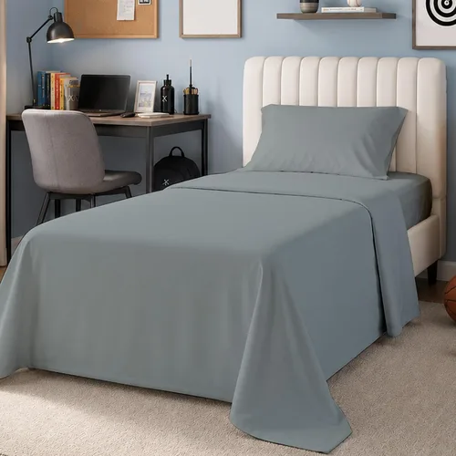 Vista 16 de SUPREME ELEGANCE Juego de sábanas de cama individual 100% algodón - Blanco ártico, ropa de cama de percal de 3 piezas, sábanas transpirables frescas
