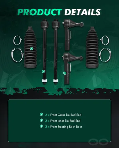 Vista 3 de SCITOO Kit de suspensión delantera de 6 piezas con extremo de barra de acoplamiento interior exterior con repuesto de maletero para Chevy Silverado