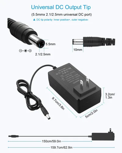Vista 2 de ALITOVE Fuente de alimentación de 24V CC 2.5A 60W Transformador de 24 voltios Adaptador de corriente CA 4.92 pies 2500mA 2A Convertidor de CA a CC