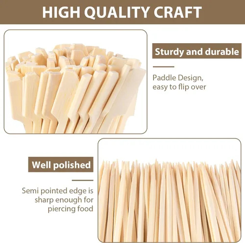 Vista 3 de HAKSEN 400 pinchos de bambú para aperitivos, púas de cóctel para bebidas, brochetas de madera de 4.7 pulgadas para sándwich, frutas, kabs