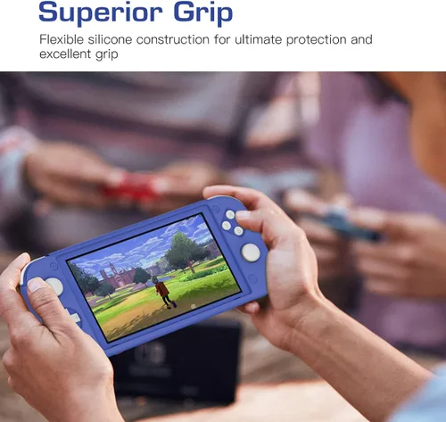Vista 4 de MoKo Funda protectora para Switch Lite, funda de silicona, antiarañazos, absorción de golpes, antideslizante, color azul