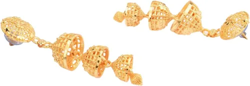 Vista 5 de Efulgenz Gold Tone Multilayered Jhumka Jhumki Indian Earrings for Women Dangle Earrings Gold Tone Indian Jewelry Indian Bridal Jewelry for Wedding