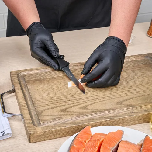 Vista 5 de Restaurantware Sensei - Cuchillo para deshuesar de 6 pulgadas con pines codificados de colores, cuchillo de acero alemán negro resistente a