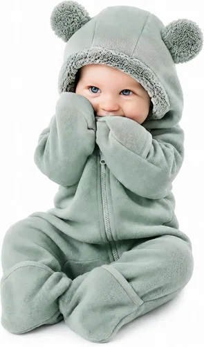 Vista 15 de Cuddle Club - Body de forro polar para bebé recién nacido hasta 5T – Pijamas de invierno chaqueta de abrigo abrigo para bebé Alien