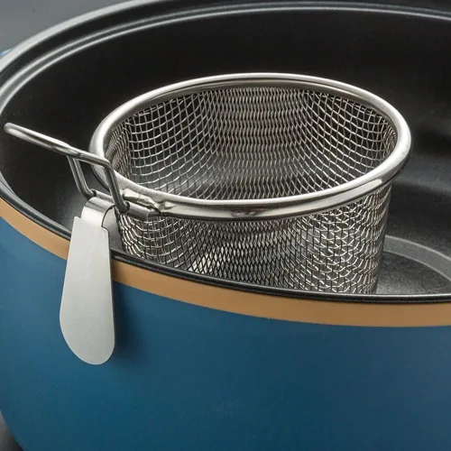 Vista 5 de 1 cesta de pasta de acero inoxidable, colador de fideos de bola de masa de araña de malla, colador de malla fina con asa, coladores de alimentos