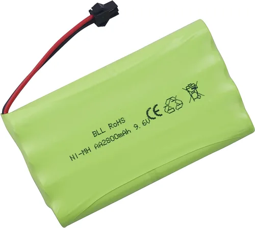Vista 4 de Batería recargable AA de 9.6 V 2800 mAh con enchufe SM-2P con cable de carga USB para juguetes RC coches, camiones, tanques, vehículos