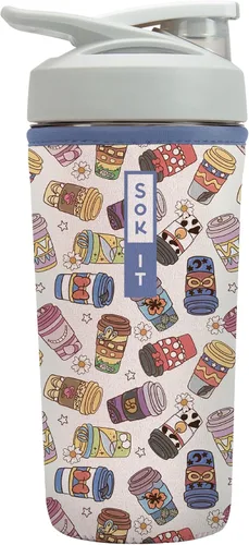 Vista 62 de Sok It BotlSok Botella Mezcladora de Proteínas con Funda Aislante de Neopreno (Floral Abstracto, Se Ajusta a Mezcladoras de 24oz)
