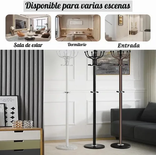 Vista 6 de Kertnic Perchero independiente con 16 ganchos y base de mármol - Soporte de árbol de pasillo de metal resistente para entrada, sombreros, abrigos 16