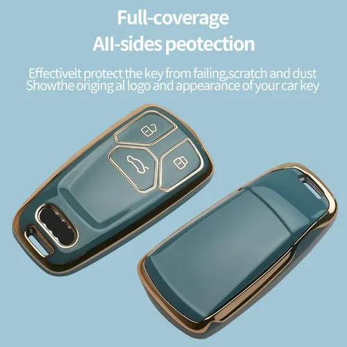 Vista 3 de Funda para llavero Audi para Audi A4 Q7 Q5 TT A3 A6 SQ5 R8 S5 Smart Key Shell Case Azul