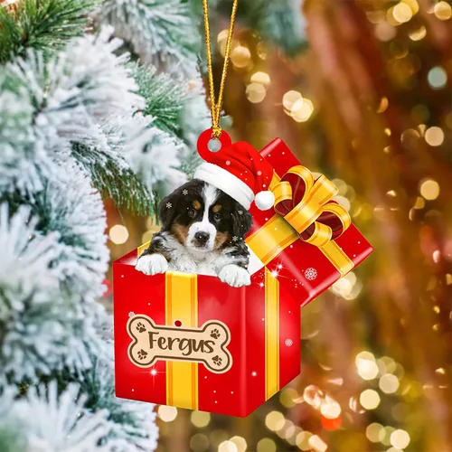 Vista 36 de Adorno de Navidad personalizado de Akita Inu, nombre personalizado Akita Inu para árbol de Navidad, en caja de regalo roja