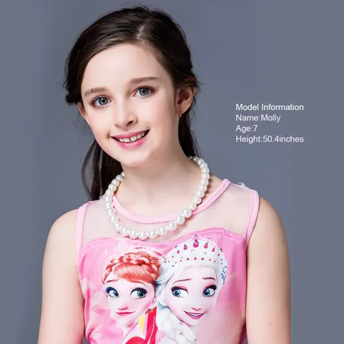 Vista 3 de WELLKAGE Collar de perlas para niñas (blanco) resina sintética ecológica, Resina