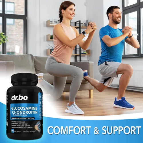 Vista 4 de Glucosamina, condroitina, MSM, cúrcuma, suplemento para la salud de las articulaciones, 2100 mg de hueso y articulaciones de rodilla, suplemento