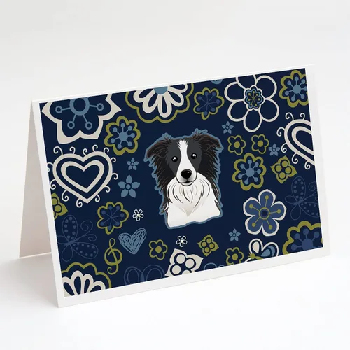 Vista 58 de Caroline's Treasures BB5095GCA7P - Tarjetas de felicitación y sobres con diseño de flores azules y sabuesos afganos, paquete de 8 tarjetas en blanco