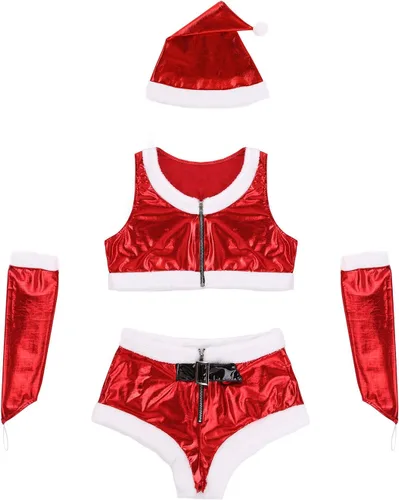 Vista 5 de Doomiva Minivestido de terciopelo suave para mujer, diseño de muñecos de Navidad, para fiesta de noche