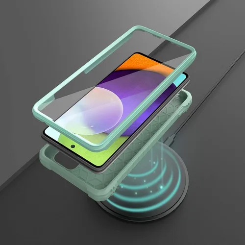 Vista 7 de ExoGuard Funda para Samsung Galaxy A52, funda de goma a prueba de golpes de cuerpo completo, protector de pantalla integrado y soporte compatible