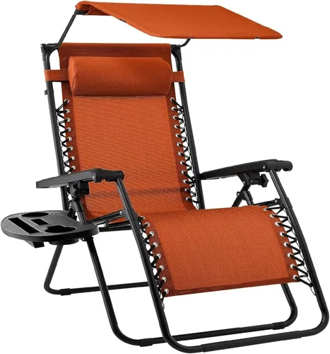 Vista 23 de Sillón plegable de gravedad cero para patio, con toldo ajustable y reposacabezas Amatista púrpura