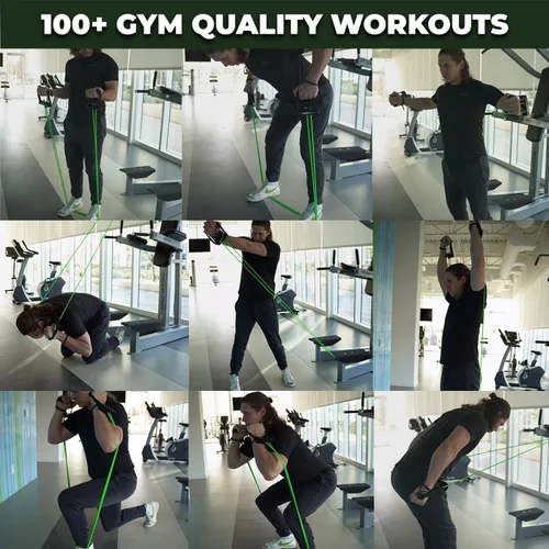 Vista 2 de Gorilla Bow Resistance Bands with Handles Quick-Lock Multi-Layer Exercise Bands for Work Out, Non Slip Grip for Full-Body Strength Training, Heavy