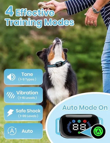 Vista 3 de Smart 2-in-1 Dog Shock and Bark Collar - AI Anti-Misoperation, 3300FT Remote Training Collar, IPX7 Waterproof, 4 Modes