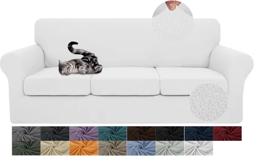 Vista 32 de JIVINER Fundas de sofá de 3 piezas para sofá de 2 cojines, funda elástica para sofá con 2 fundas de cojín de asiento extra grandes, fundas de sofá