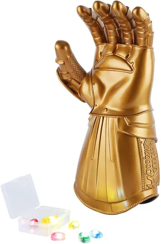 Vista 3 de juyocmy Guantelete infinito de superhéroe para adultos con luz LED extraíble imán de gemas infinitas para cosplay Halloween guantelete infinito